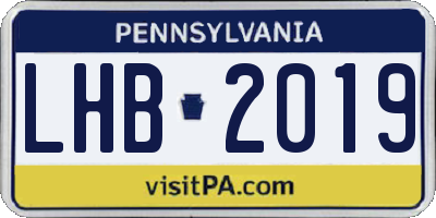 PA license plate LHB2019