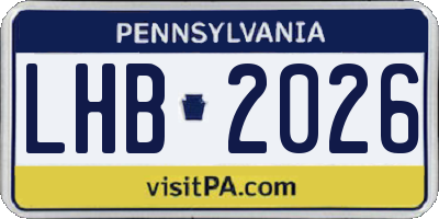 PA license plate LHB2026