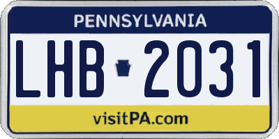 PA license plate LHB2031