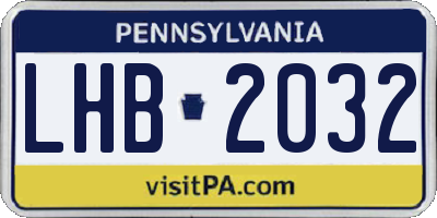 PA license plate LHB2032