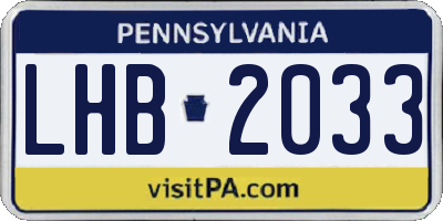 PA license plate LHB2033