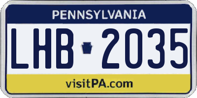 PA license plate LHB2035