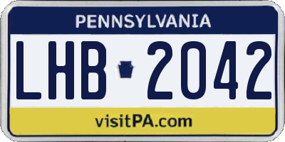 PA license plate LHB2042