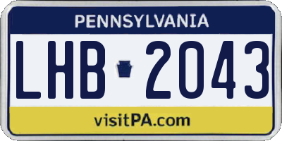 PA license plate LHB2043