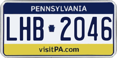 PA license plate LHB2046