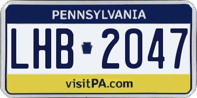 PA license plate LHB2047