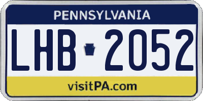 PA license plate LHB2052