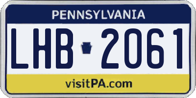 PA license plate LHB2061