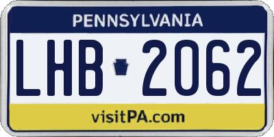 PA license plate LHB2062