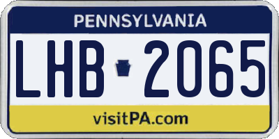 PA license plate LHB2065