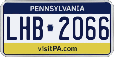 PA license plate LHB2066