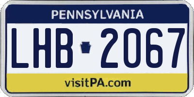 PA license plate LHB2067