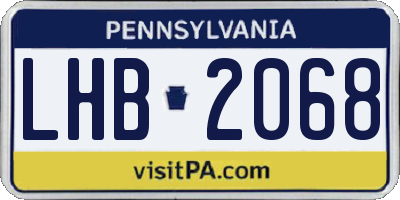 PA license plate LHB2068