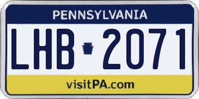 PA license plate LHB2071