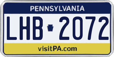 PA license plate LHB2072