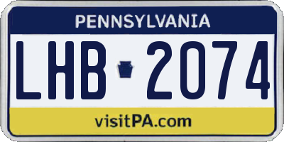 PA license plate LHB2074