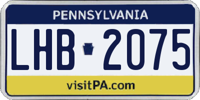 PA license plate LHB2075