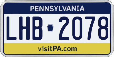 PA license plate LHB2078