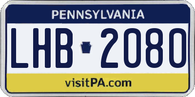 PA license plate LHB2080