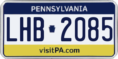 PA license plate LHB2085