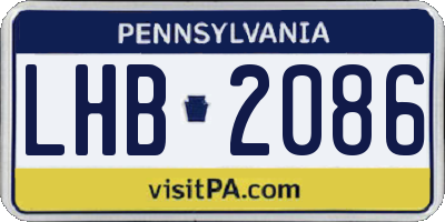 PA license plate LHB2086