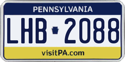 PA license plate LHB2088