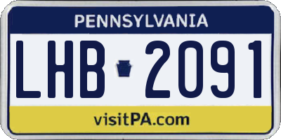 PA license plate LHB2091