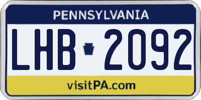 PA license plate LHB2092