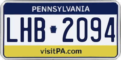 PA license plate LHB2094