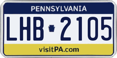 PA license plate LHB2105
