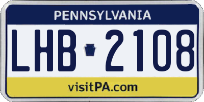 PA license plate LHB2108
