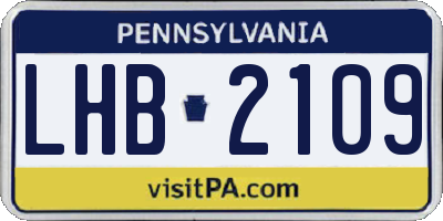 PA license plate LHB2109