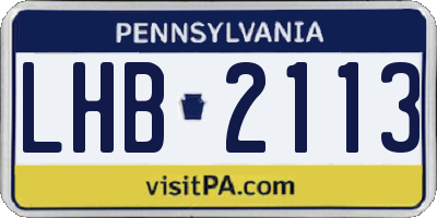PA license plate LHB2113