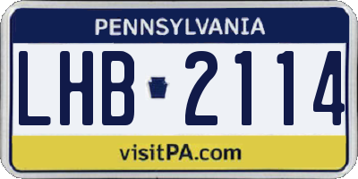 PA license plate LHB2114