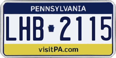 PA license plate LHB2115