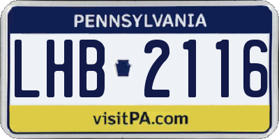 PA license plate LHB2116