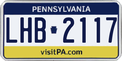 PA license plate LHB2117