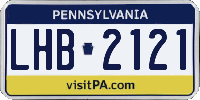 PA license plate LHB2121