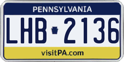 PA license plate LHB2136