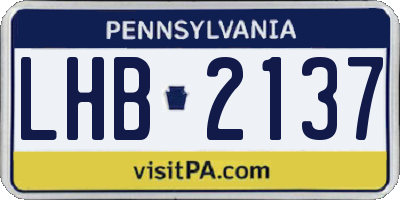 PA license plate LHB2137
