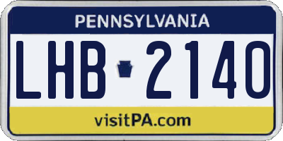 PA license plate LHB2140
