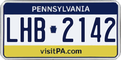 PA license plate LHB2142