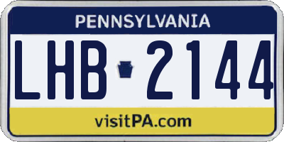 PA license plate LHB2144