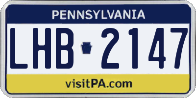 PA license plate LHB2147