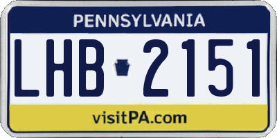 PA license plate LHB2151