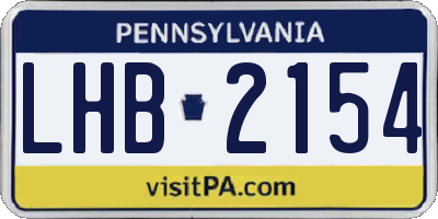 PA license plate LHB2154