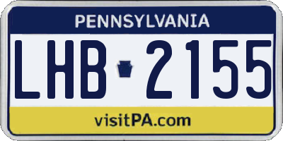 PA license plate LHB2155