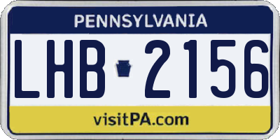 PA license plate LHB2156