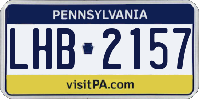 PA license plate LHB2157