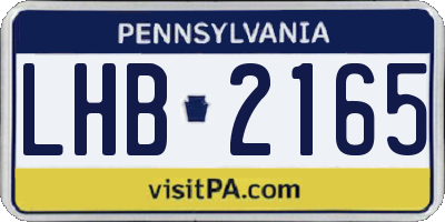 PA license plate LHB2165